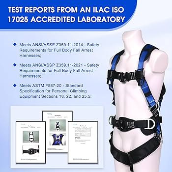 WHITEDEW Fall Protection Premium Safety Harness with Shock